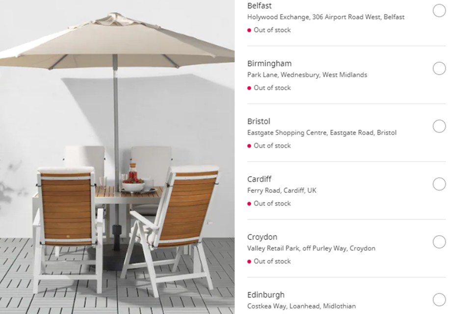 Ikea had a number of essential furniture items which were out of stock