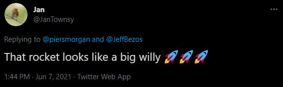 One said: 'That rocket looks like a big willy'
