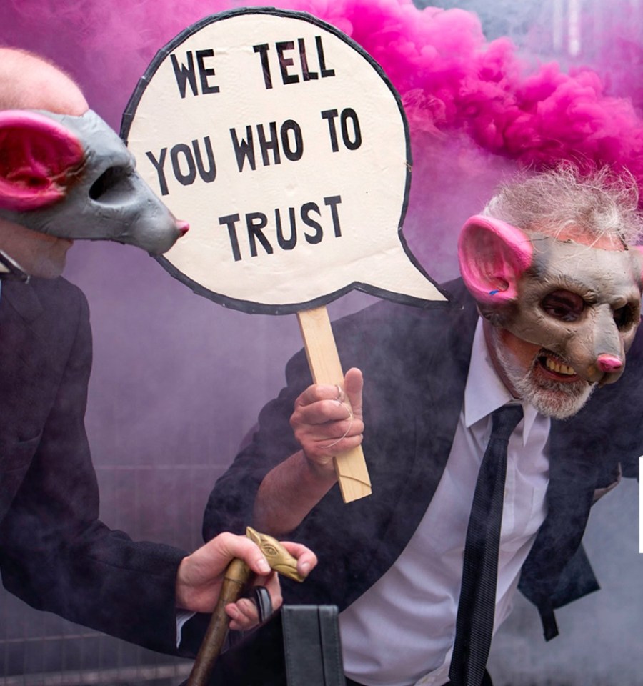 A fanatic holds up a sign at a demo in London