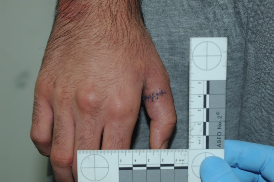 Latex gloves covered in his blood were also discovered near a pond where the sisters' phones had been thrown
