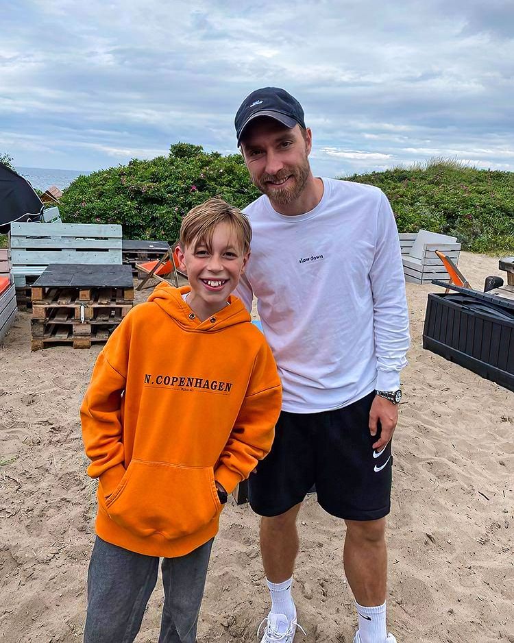 Christian Eriksen was recently spotted by a young footy fan at a beach in Denmark