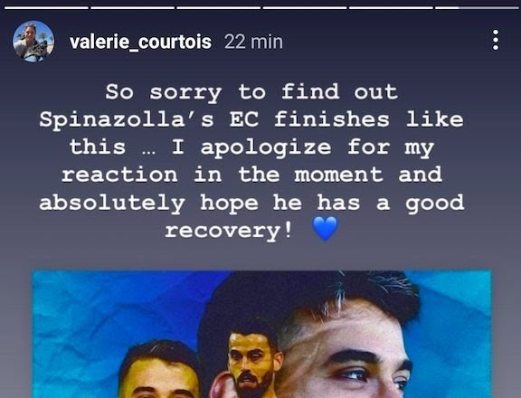 Valerie Courtois apologised to Leonardo Spinazzola after her previous statement