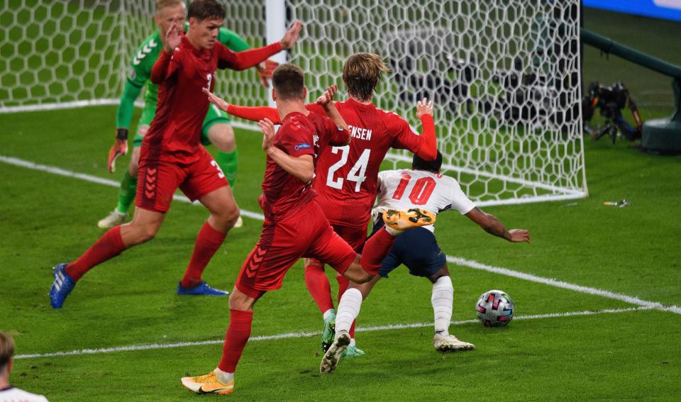 Raheem Sterling was awarded a penalty that ultimately led to Harry Kane scoring the match-winner