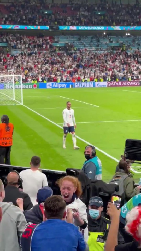 In heart-warming video footage, Belle is seen sobbing with happiness as Mount jumps the security barriers to personally give her his jersey