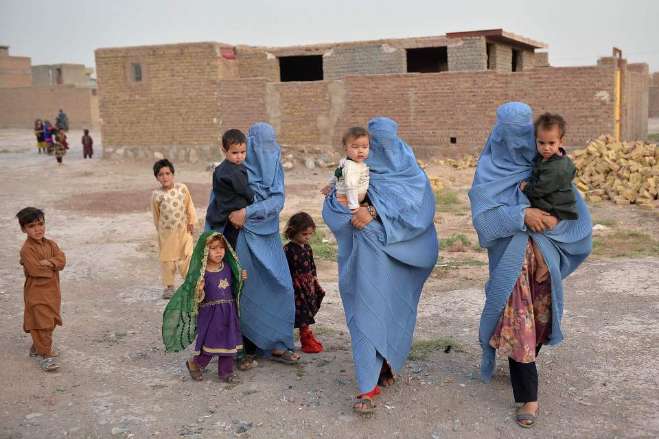 A displaced Afghan family who left their home during the ongoing conflict between Taliban and Afghan security forces