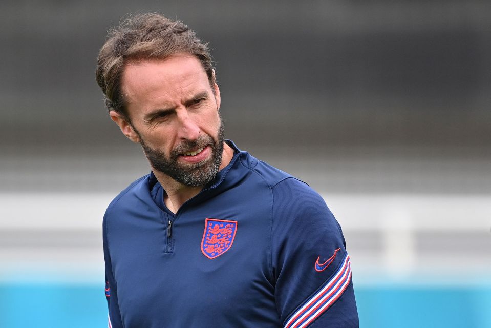 England manager Gareth Southgate takes his last training session