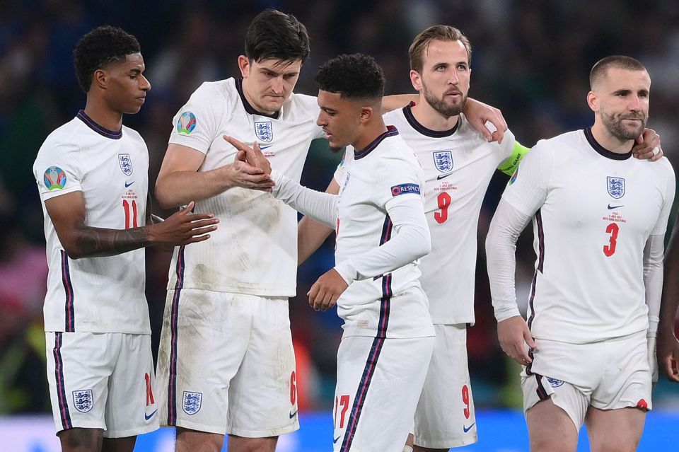William has reached out to Rashford (left) and Sancho (centre), as well as Saka