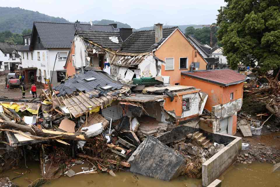 A destroyed house is pictured after floods caused major damage in Schuld