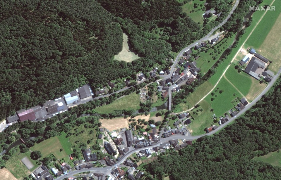 Near Ahr River in Liers, Germany, before the floods the bridge is in tact