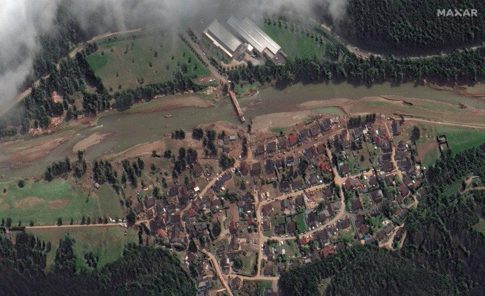 After the floods the area is washed out with destroyed bridges and buildings