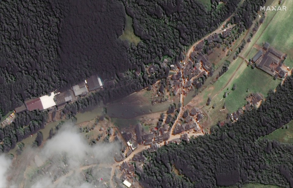 Now, the bridge is destroyed and mud covered streets near the flooded Ahr River in Liers, Germany