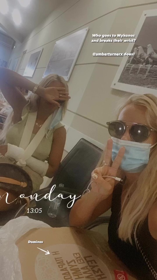 Amber Turner has broken her wrist on holiday