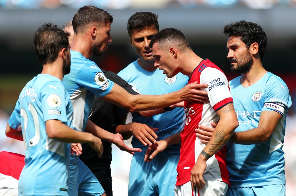 Granit Xhaka was sent off for a reckless challenge