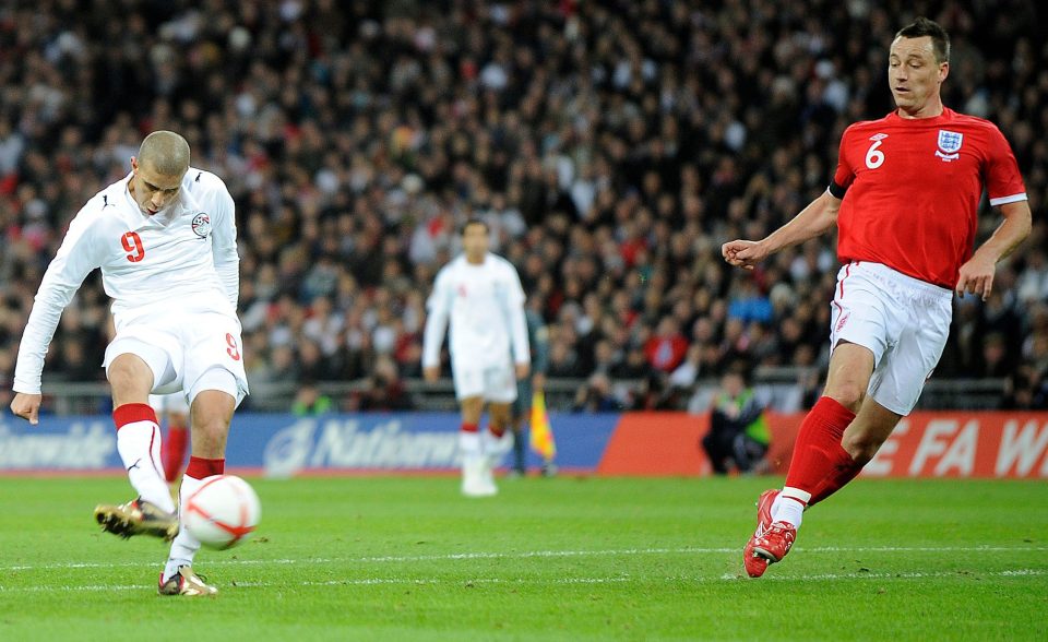  Mohamed Zidan scores for Egypt against England in 2010