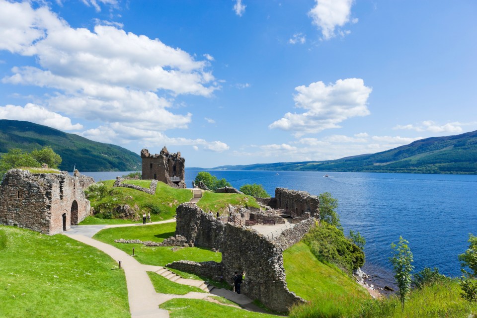 Urquhart Castle on the western shore of Loch Ness, Scotland