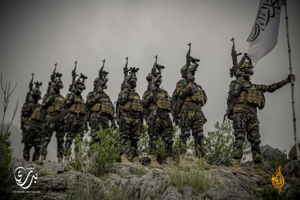Taliban fighters pose in ‘stolen US military gear’ in a chilling ISIS-style 'graduation' photo