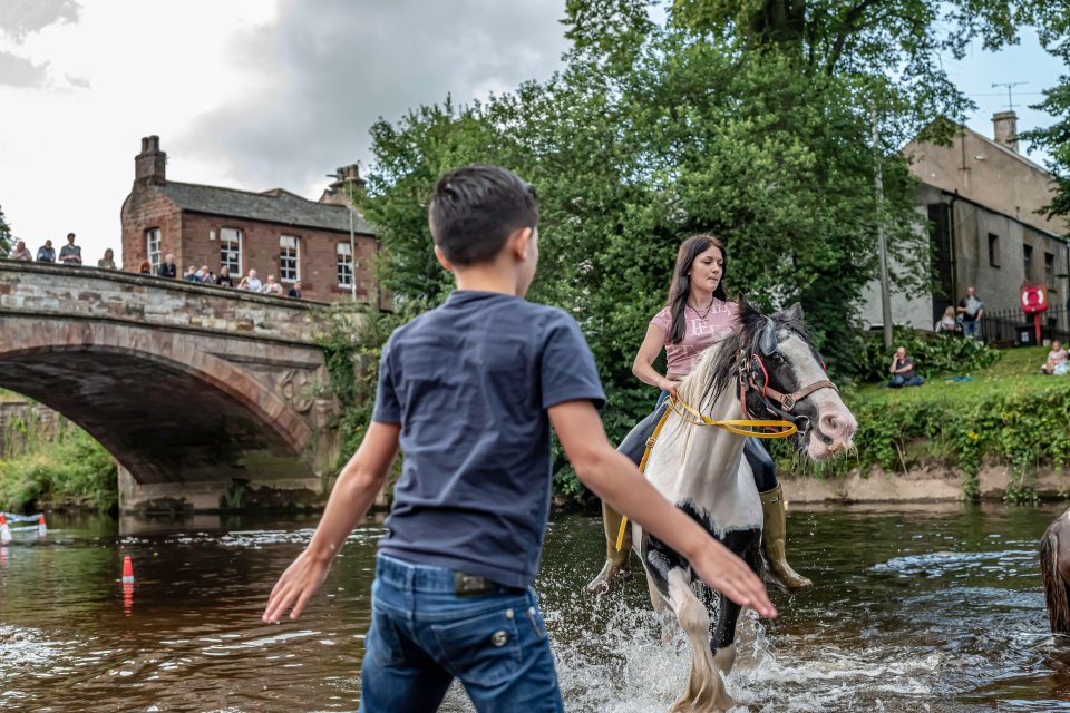 Some owners took their horses into the River Eden as part of an Appleby tradition