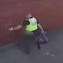 He was filmed kicking the lad as he lay on the ground