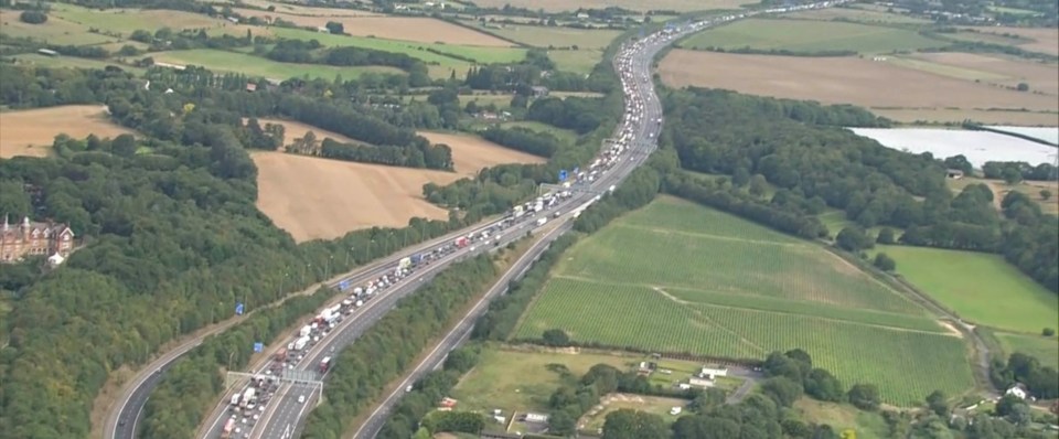 Helicopter images show mega tailbacks