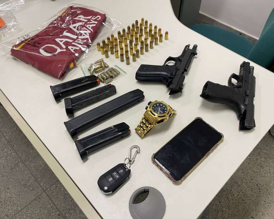 The items cops seized when they made Her Majesty's arrest