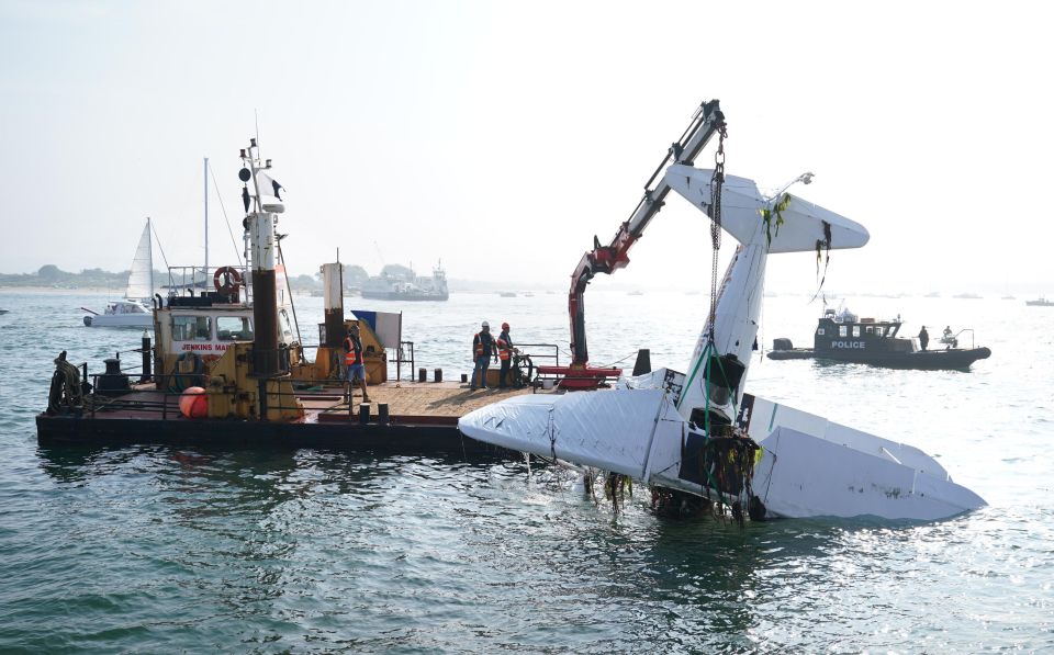 The wreckage was recovered from the sea after it sank in front of horrified onlookers