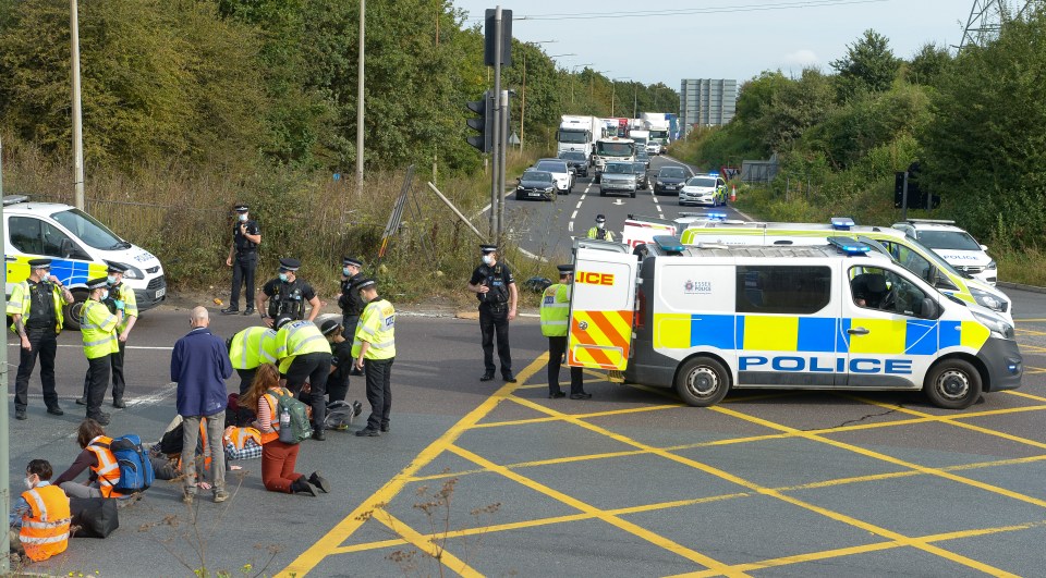 Essex Police dealing with the climate change protesters south of Junction 31