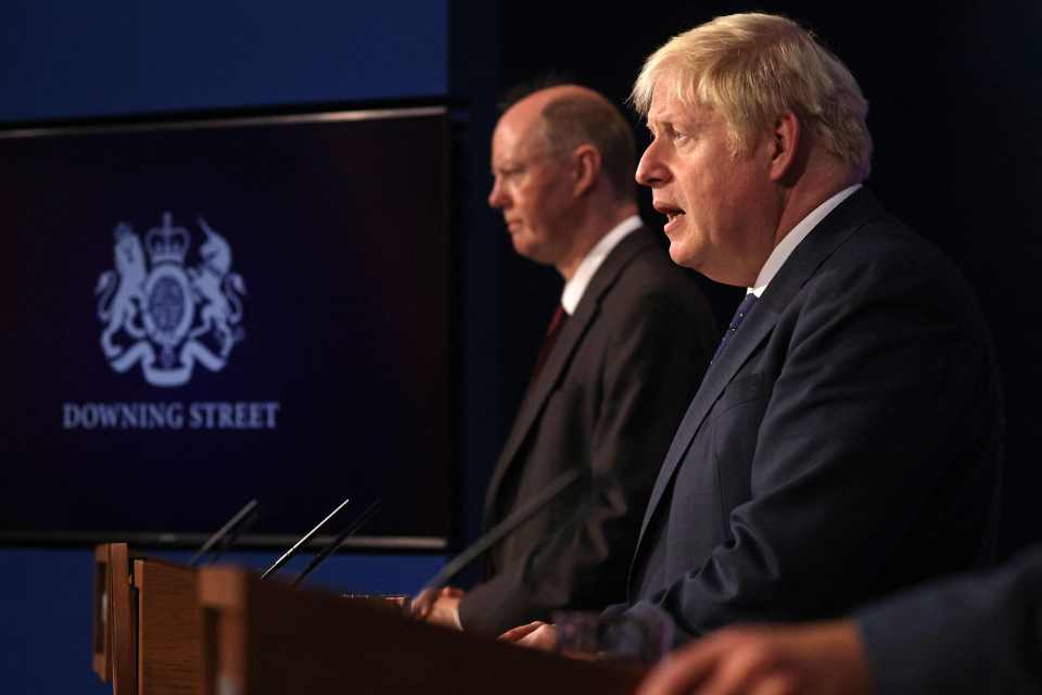 Both, Chris Whitty, left, and Boris Johnson have slammed Minaj's comments about the Covid-19 vaccine