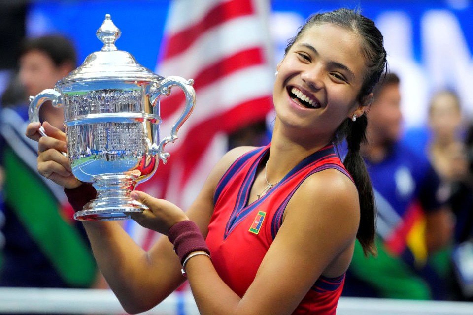 Raducanu won the US Open in stunning style at Flushing Meadows wearing diamond and pearl Tiffany & Co earrings