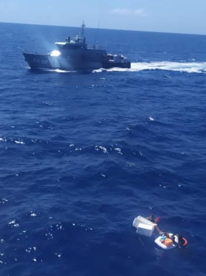 A rescue operation led to the discovery of three of the survivors on an improvised lifeboat