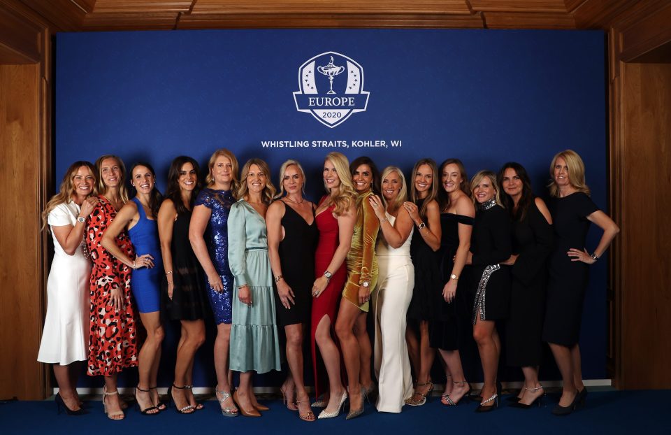 Team Europe's Wags posed for a picture together at the Gala Dinner in Wisconsin