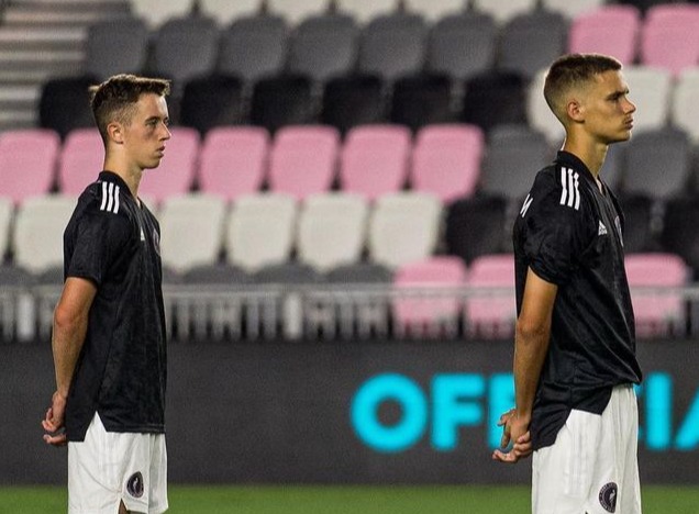 Romeo Beckham (right) and Harvey Neville played for Fort Lauderdale on Sunday