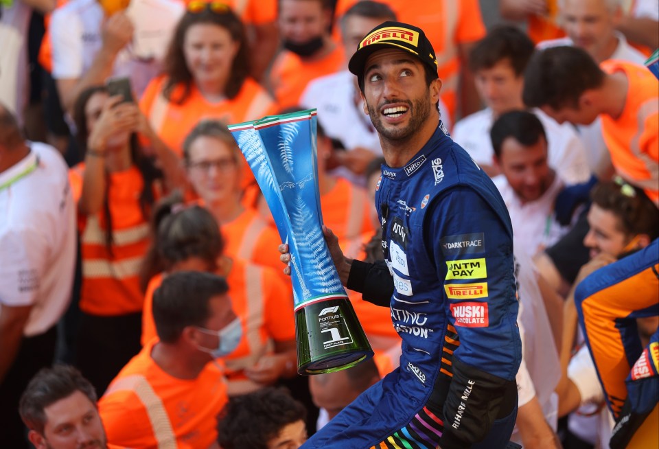 Daniel Ricciardo admitted he stayed up past his bedtime to watch Emma Raducanu ahead of his Italian GP win on Sunday