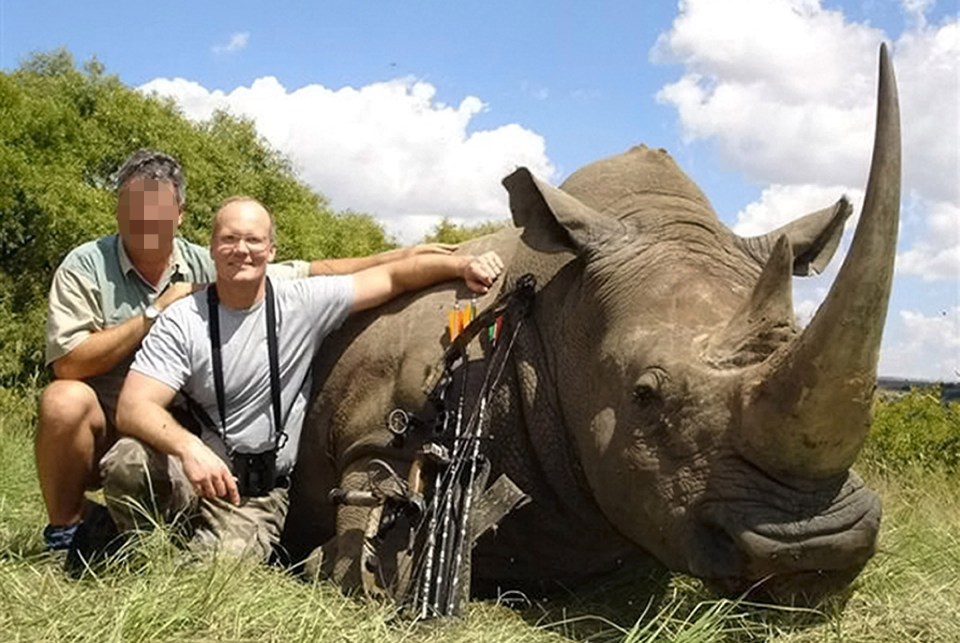 Walter Palmer, who killed Cecil the lion, pictured after having shot a rhino