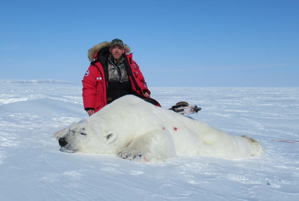 Phillip Smith, who shot Mopane the lion in 2015, pictured in front of a polar bear he killed
