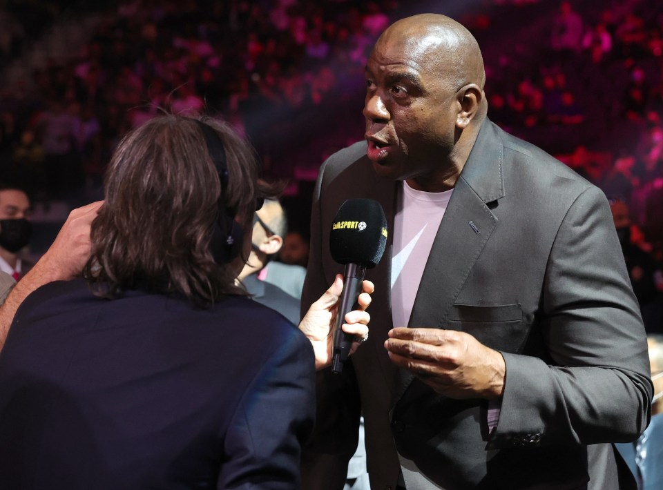Magic `Johnson is interviewed by talkSPORT before the fight