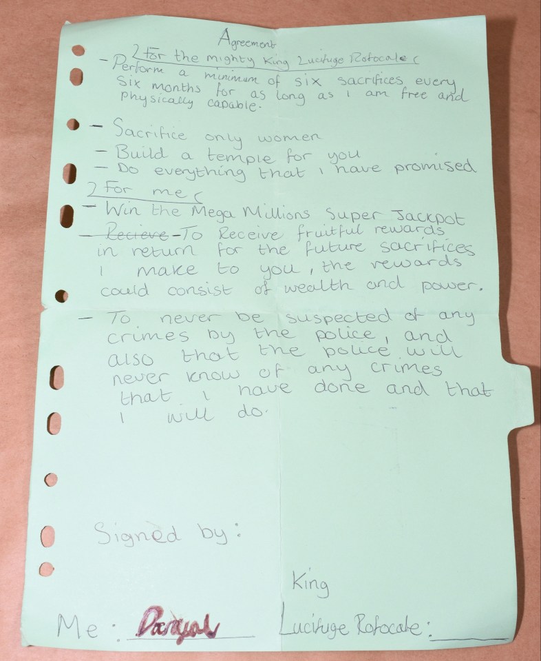 Hussein's agreement with 'King Lucifuge Rofocale'