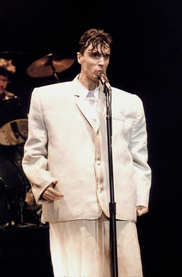 The stars looked like they were channelling Talking Heads frontman David Byrne, who had  a similar penchant for giant suits back in the day