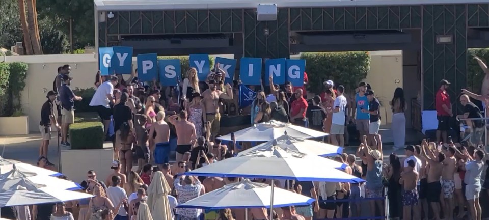 Tyson Fury was celebrated with a 'Gypsy King' sign