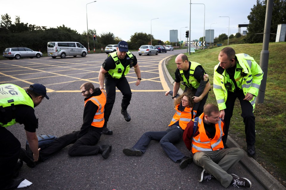 Police removed protesters from the M25
