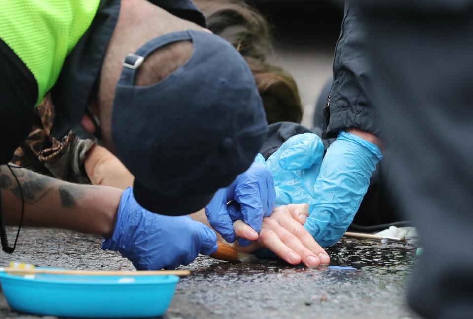 Priti Patel has issued police with new powers that will allow them to arrest protesters seen with heavy-duty locks or superglue near ports or motorways