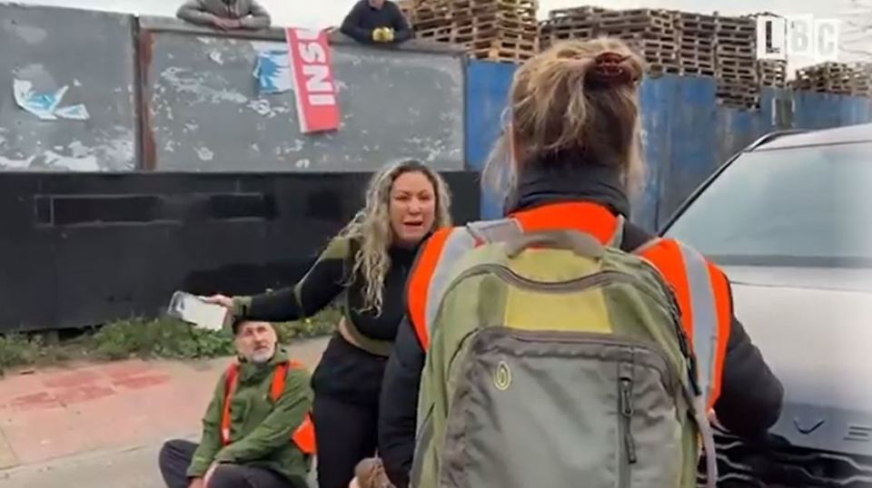 A mum told protesters to "move out the way and let me get my son to school"