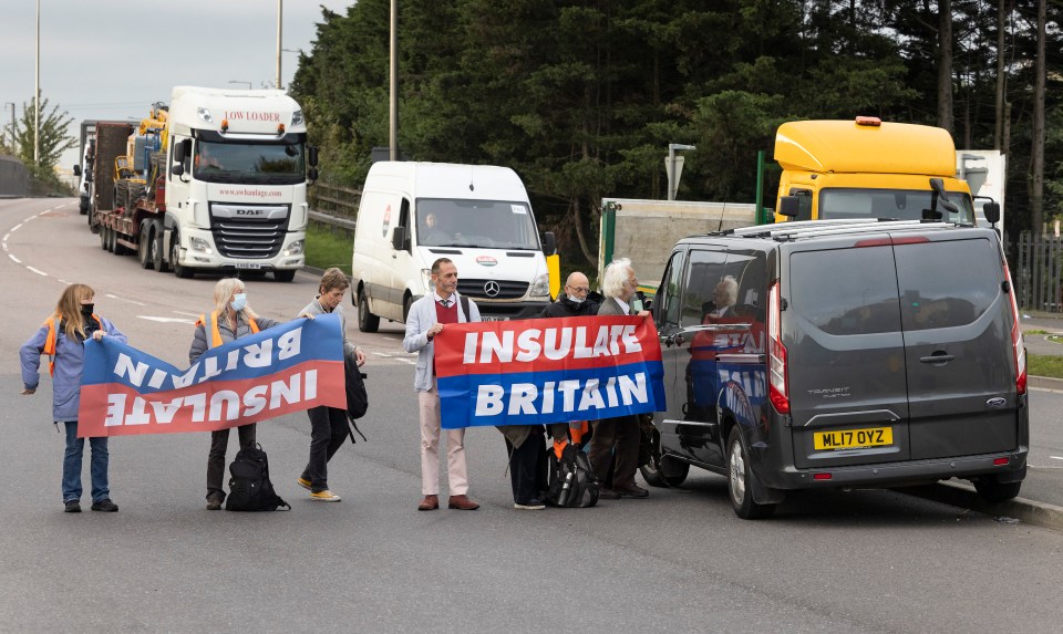 Banner-clutching demonstrators blocked off the M25