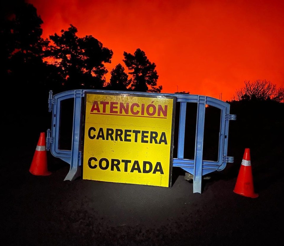 One of the 'closed road' signs the men snuck past