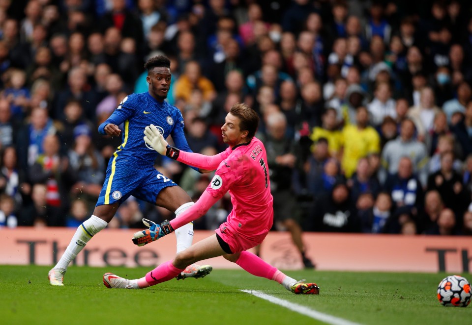 Callum Hudson-Odoi scores past Tim Krul