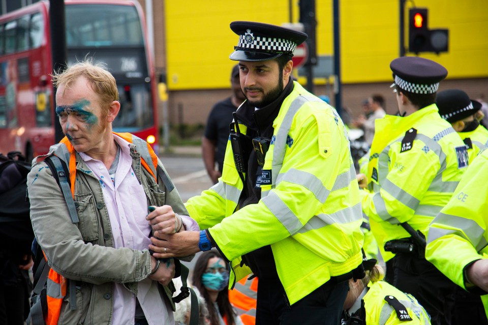 Protesters on the A40 in Acton were carted away by cops