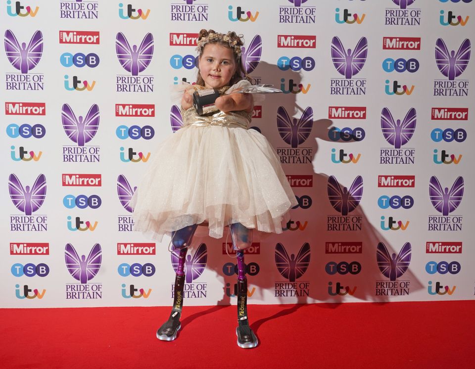 Harmonie-Rose, seven, won the Child of Courage award at the Pride of Britain awards