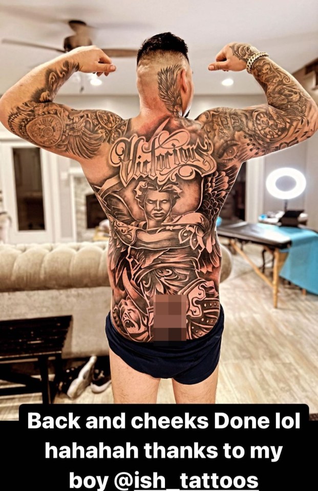 Andy Ruiz has had an enormous new tattoo which covers the length of his back and his bum cheeks