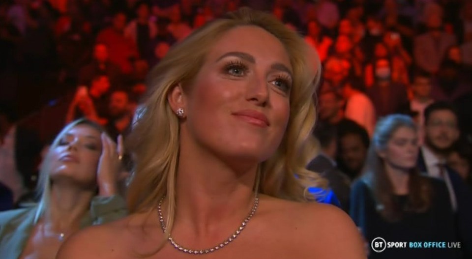 Tyson Fury's wife Paris watches from ringside in Las Vegas