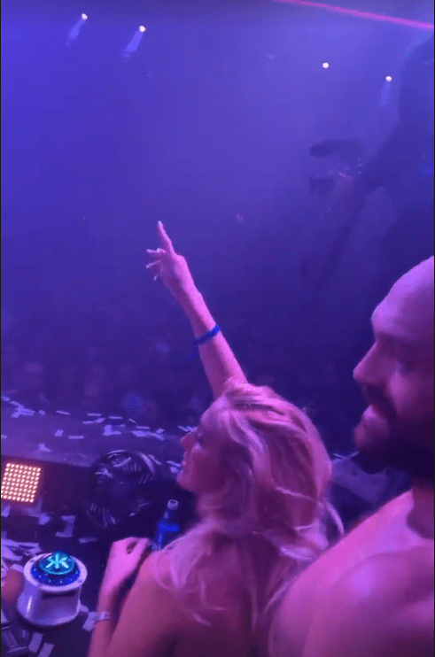 Fury and his wife Paris were VIPs in the DJ booth