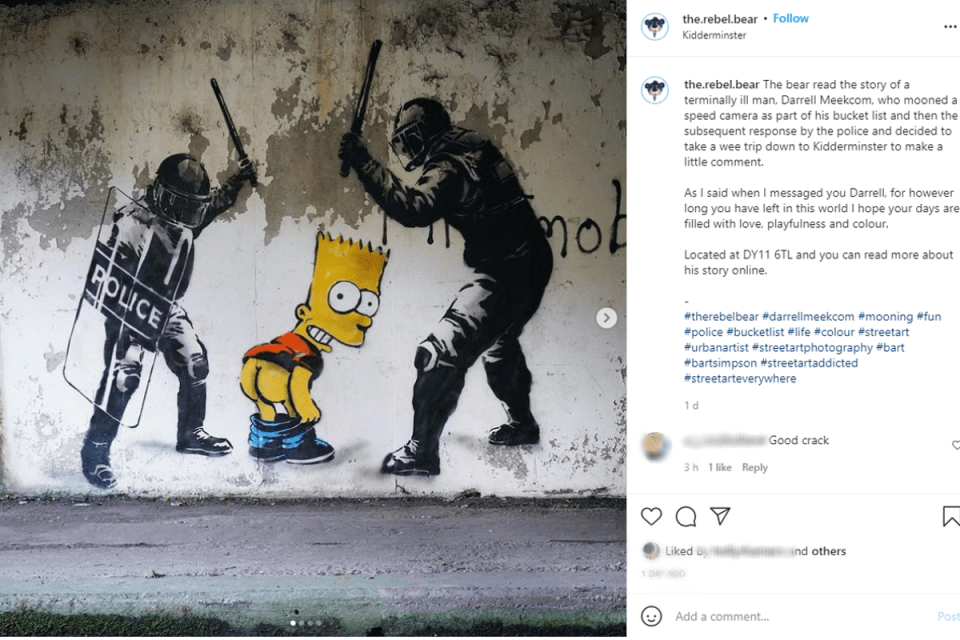 Street artist The Rebel Bear claimed he was the mystery international star behind the work